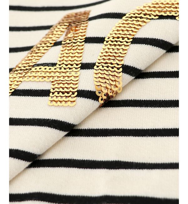 le.coeur blanc「《手洗い可能》GLACEスパンコールロゴボーダー」|Tシャツ・カットソー|