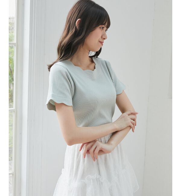  「スカラップデザイントップス」|Tシャツ・カットソー|