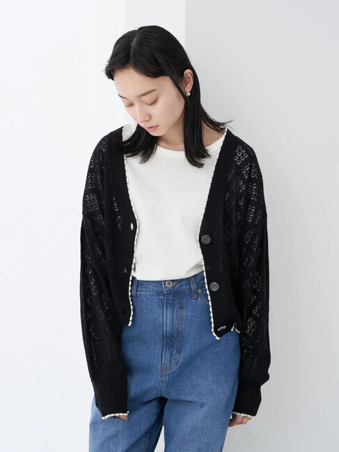 earth music&ecology「配色透かしカーディガン」|カーディガン|