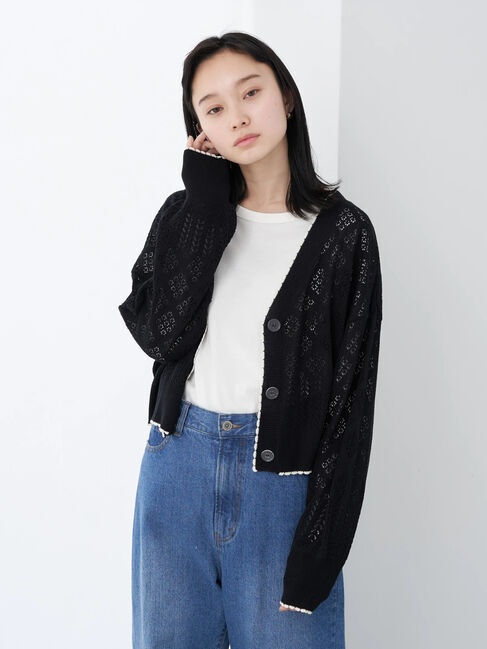 earth music&ecology「配色透かしカーディガン」|カーディガン|