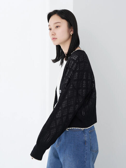 earth music&ecology「配色透かしカーディガン」|カーディガン|