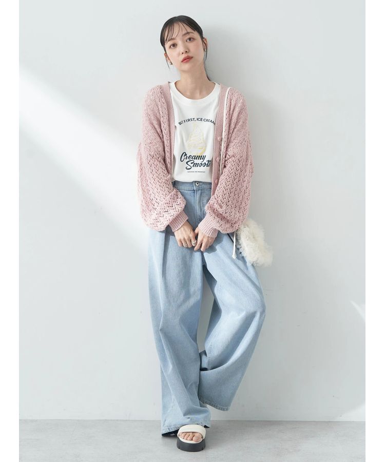 earth music&ecology「ファンシーヤーンすかしニットカーディガン」|カーディガン|
