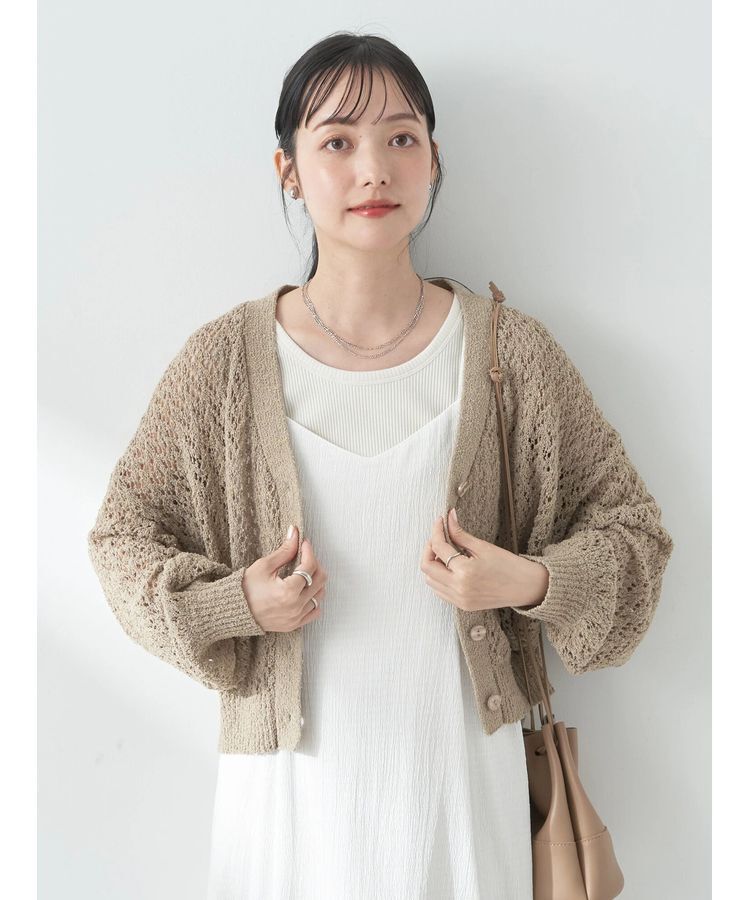 earth music&ecology「ファンシーヤーンすかしニットカーディガン」|カーディガン|