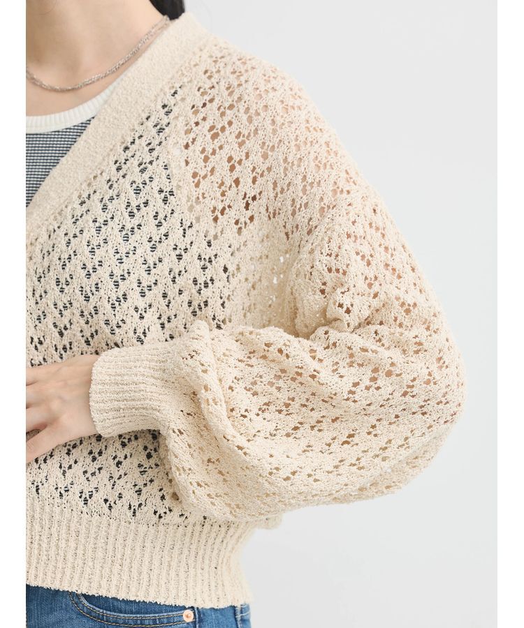 earth music&ecology「ファンシーヤーンすかしニットカーディガン」|カーディガン|