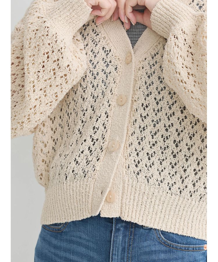 earth music&ecology「ファンシーヤーンすかしニットカーディガン」|カーディガン|