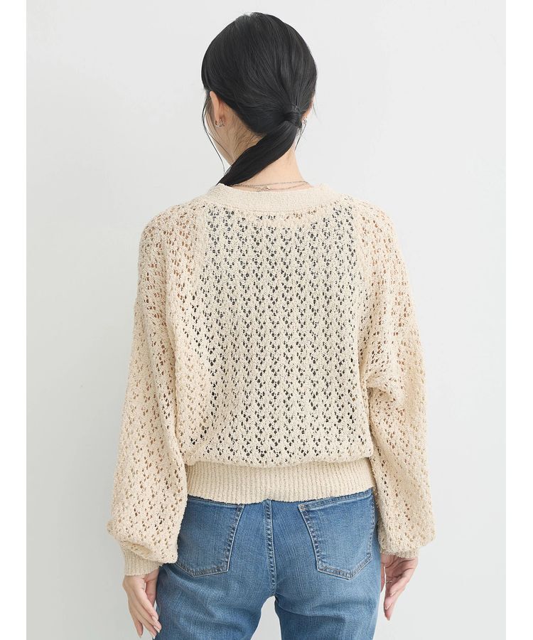 earth music&ecology「ファンシーヤーンすかしニットカーディガン」|カーディガン|