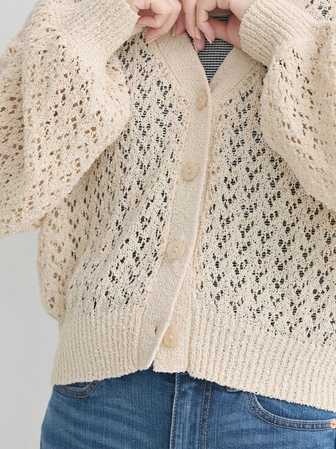 earth music&ecology「ファンシーヤーンすかしニットカーディガン」|カーディガン|