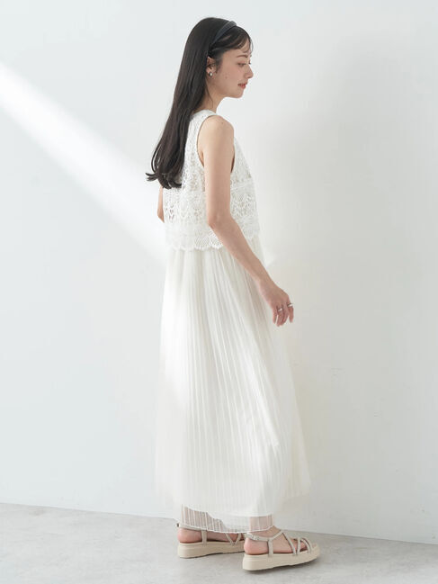 earth music&ecology「レースチュールプリーツワンピース」|ワンピース|