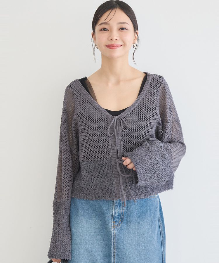 earth music&ecology「カールヤーンメッシュカーディガン」|カーディガン|