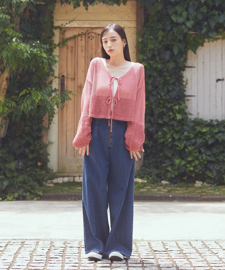 earth music&ecology「カールヤーンメッシュカーディガン」|カーディガン|