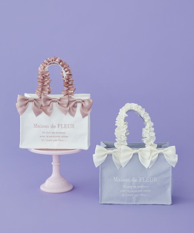 Maison de FLEUR「ジャカードリボンフリルスクエアトートSバッグ」|トートバッグ|