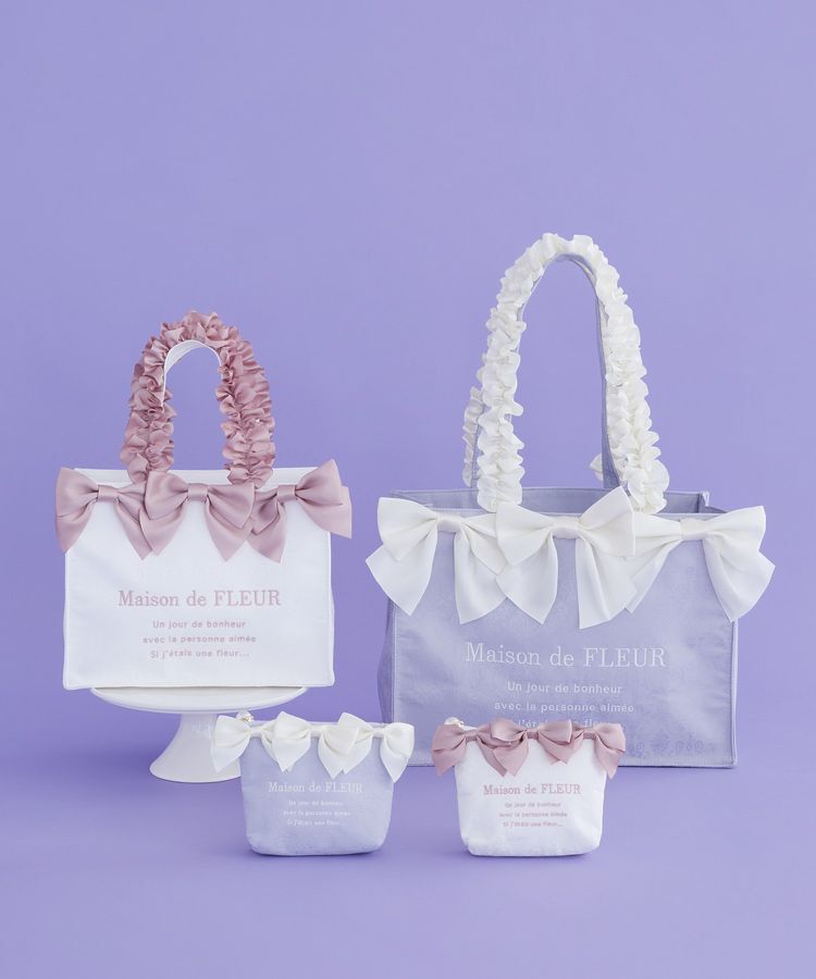 Maison de FLEUR「ジャカードリボンフリルスクエアトートSバッグ」|トートバッグ|