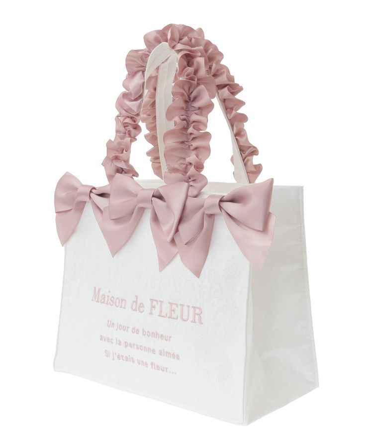 Maison de FLEUR「ジャカードリボンフリルスクエアトートSバッグ」|トートバッグ|