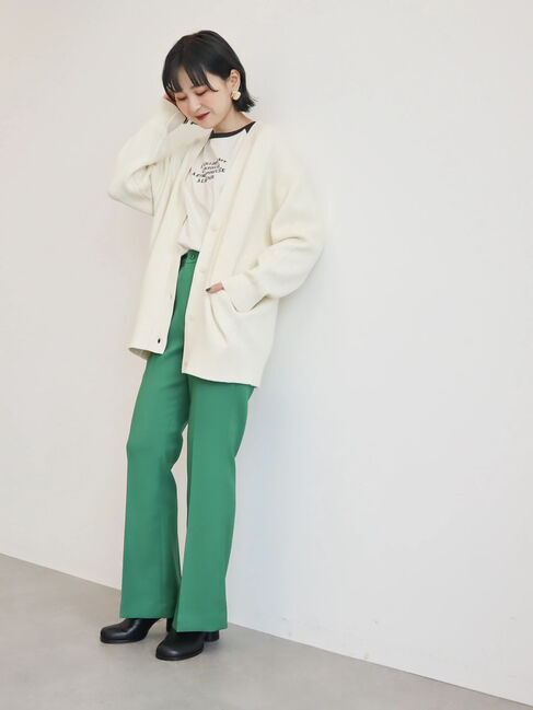  「パチパチしにくいVネック片畦ニットカーディガン」|カーディガン|