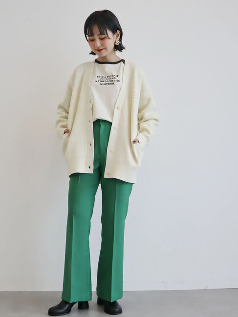  「パチパチしにくいVネック片畦ニットカーディガン」|カーディガン|