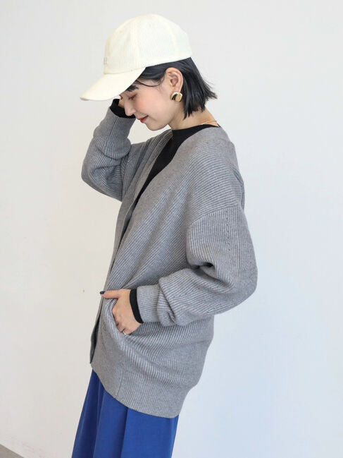  「パチパチしにくいVネック片畦ニットカーディガン」|カーディガン|