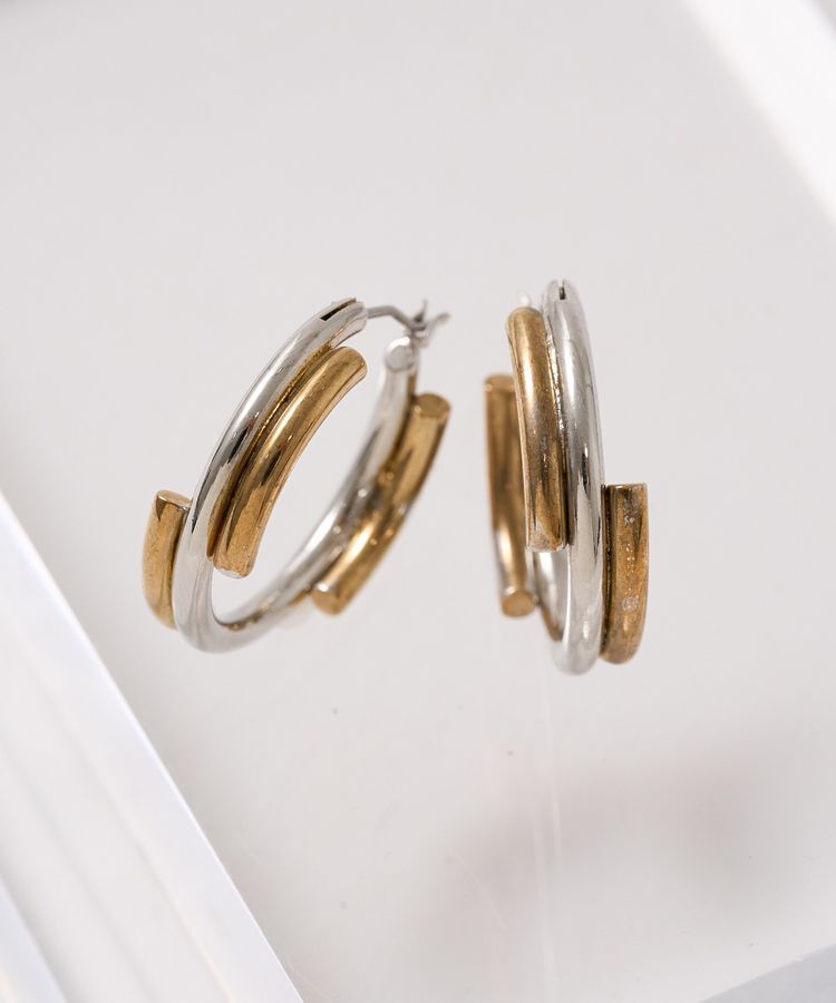 AMERICAN HOLIC「コンビメッキデザインフープピアス」|ピアス|