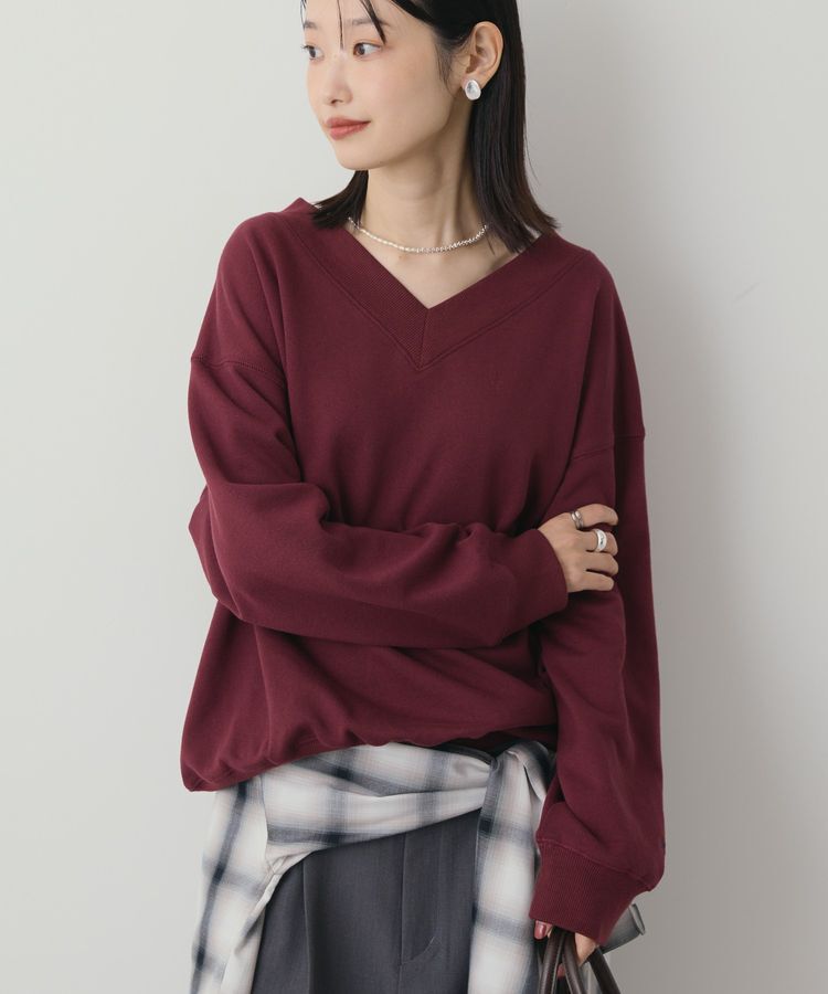 AMERICAN HOLIC「Vネックワンポイントロゴスウェットプルオーバー」|スウェット・ジャージ|Bordeaux
