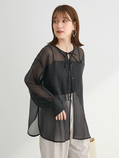 Green Parks「・ELENCARE　DUE　2wayシアーブラウス」|チュニック|Black