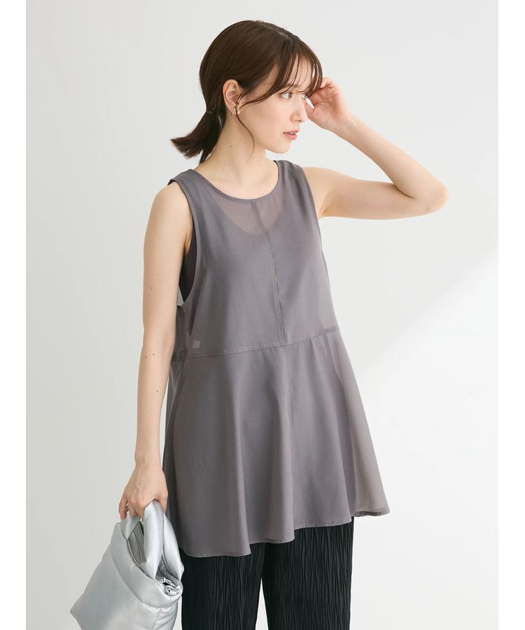 Green Parks「・ELENCARE　DUEオーガンジーノースリチュニック」|チュニック|Charcoal Gray