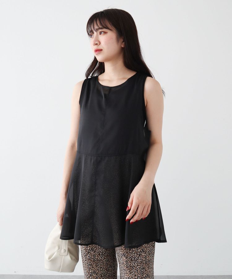 Green Parks「・ELENCARE　DUEオーガンジーノースリチュニック」|チュニック|Black