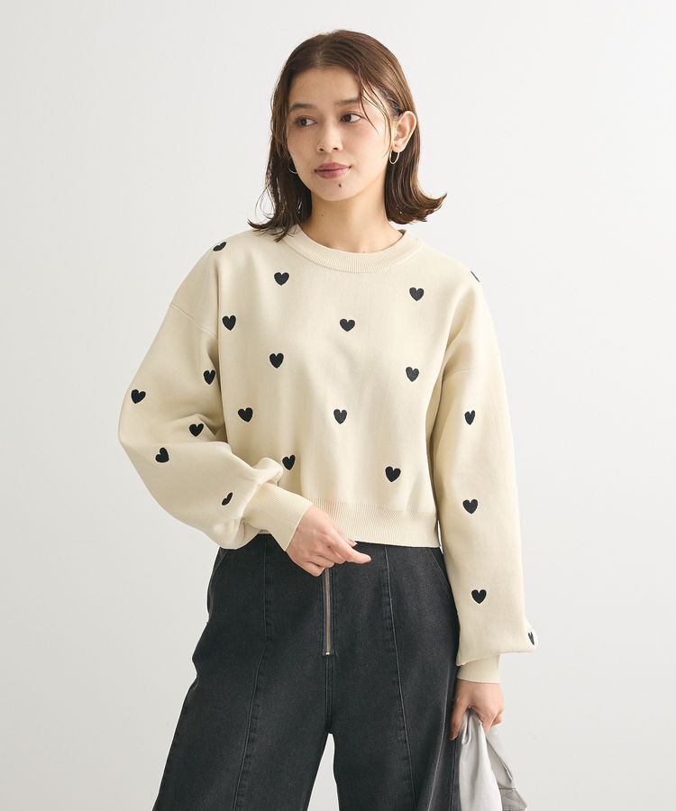 Green Parks「・swing by ハート刺繍ニット」|ニット・セーター|Beige