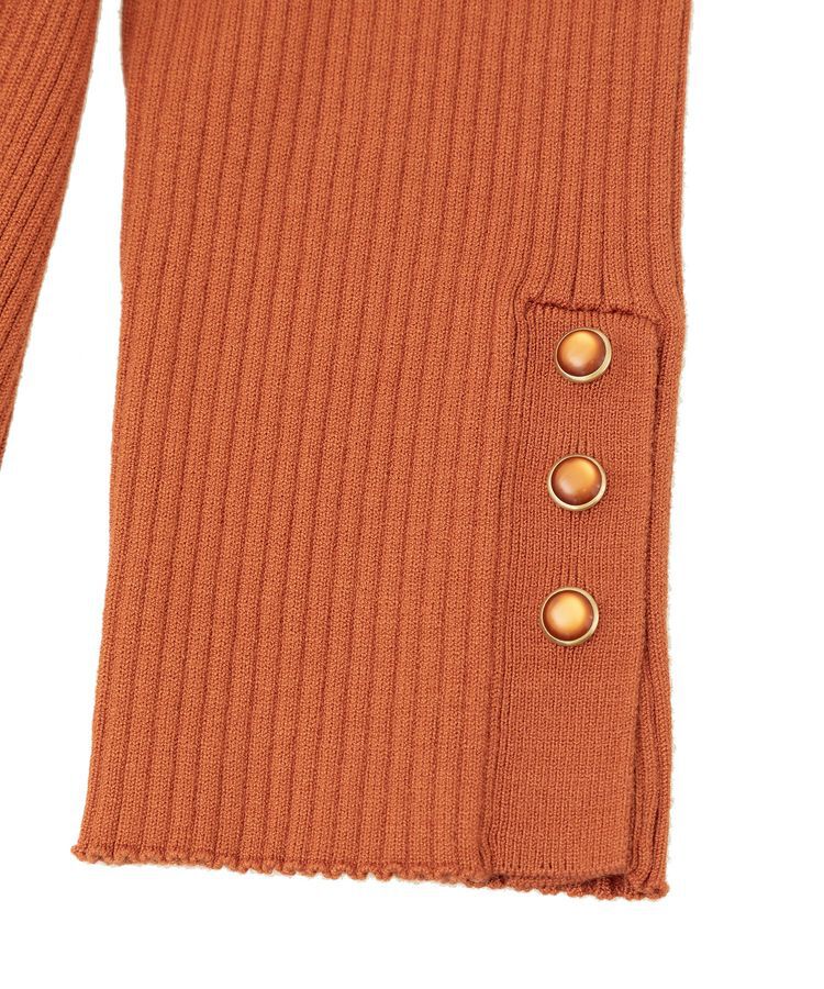 YECCA VECCA「袖釦クルーネックリブニット」|ニット・セーター|