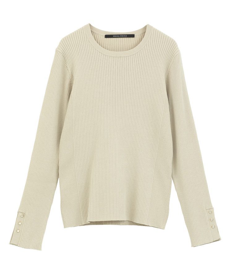 YECCA VECCA「袖釦クルーネックリブニット」|ニット・セーター|