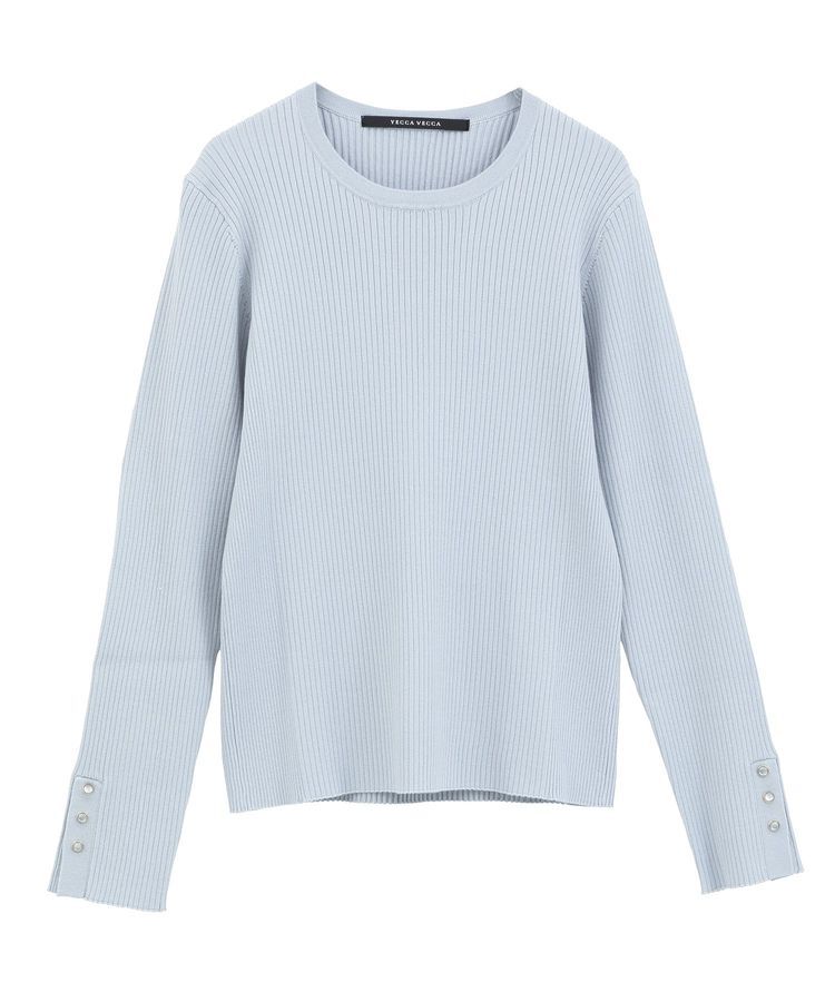 YECCA VECCA「袖釦クルーネックリブニット」|ニット・セーター|