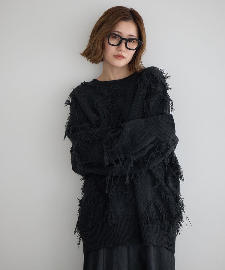 Editt by YECCA VECCA「スター柄フリンジルーズニット」|ニット・セーター|