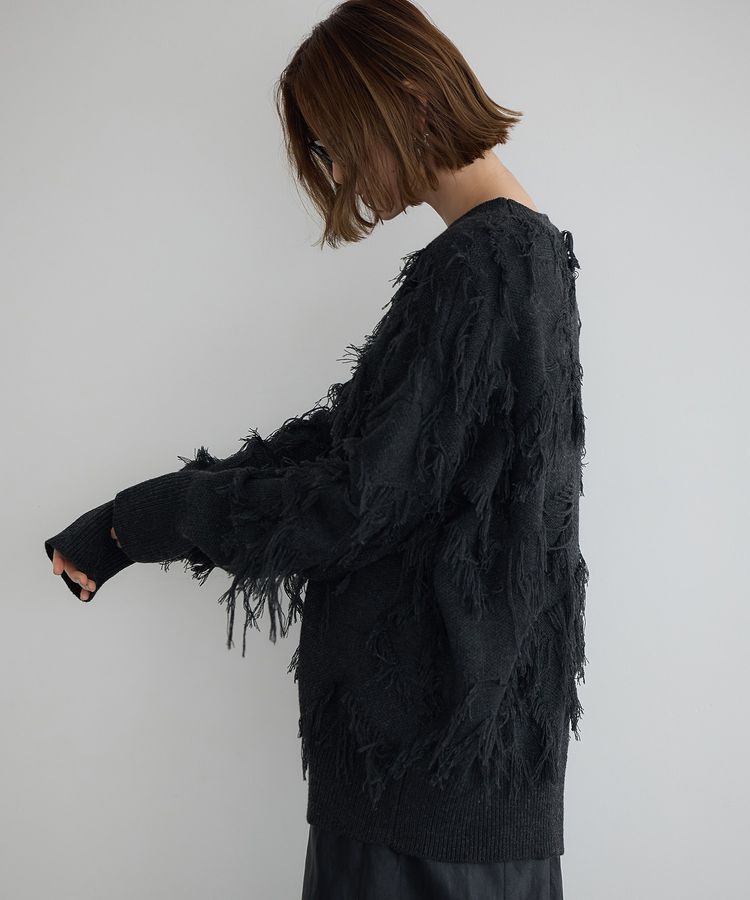 Editt by YECCA VECCA「スター柄フリンジルーズニット」|ニット・セーター|