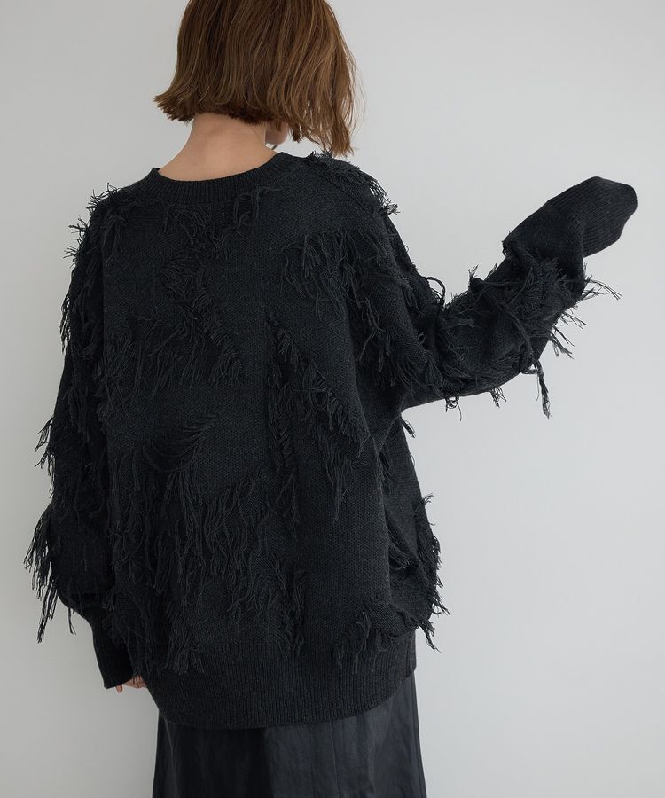 Editt by YECCA VECCA「スター柄フリンジルーズニット」|ニット・セーター|