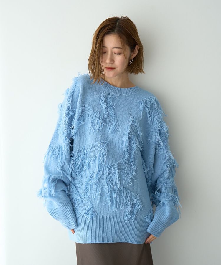 Editt by YECCA VECCA「スター柄フリンジルーズニット」|ニット・セーター|