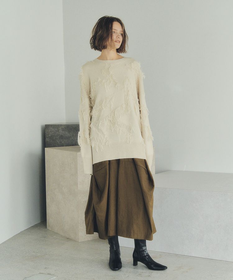 Editt by YECCA VECCA「スター柄フリンジルーズニット」|ニット・セーター|