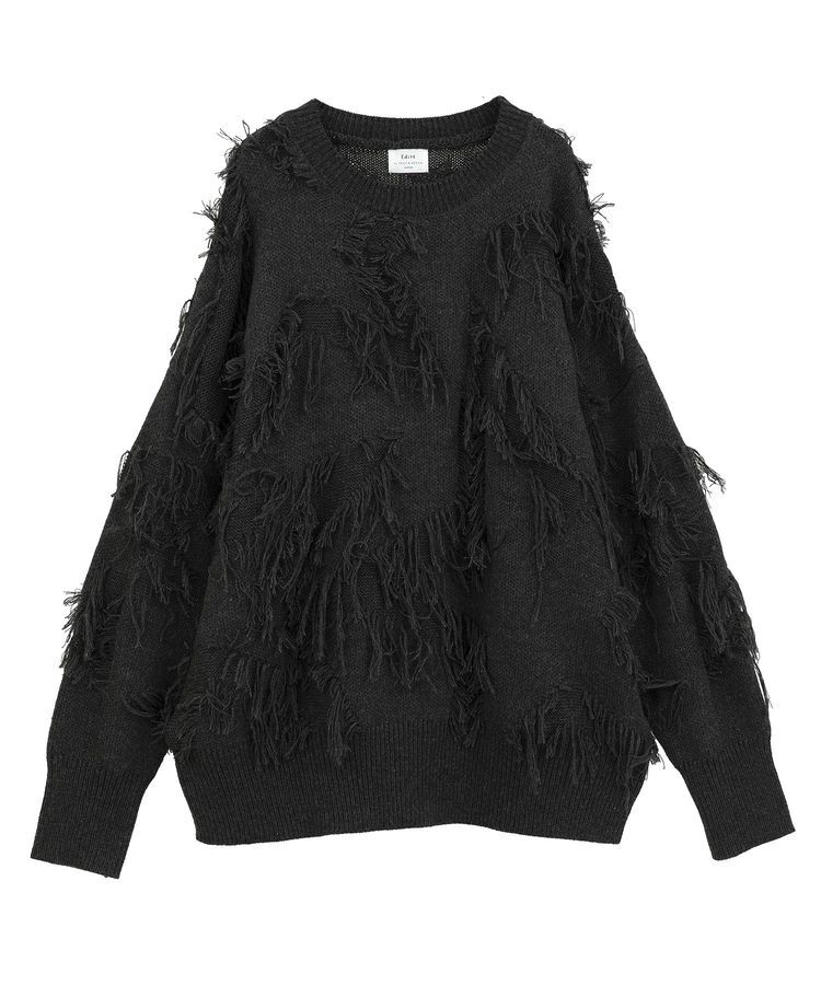 Editt by YECCA VECCA「スター柄フリンジルーズニット」|ニット・セーター|