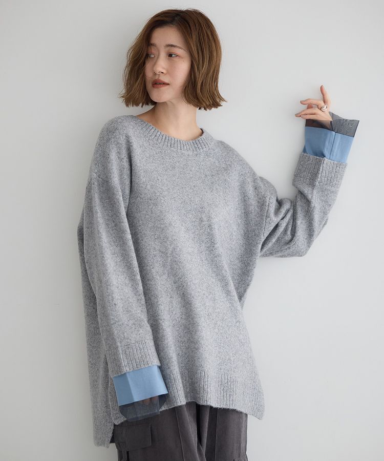 Editt by YECCA VECCA「袖レイヤードソフトニット」|ニット・セーター|Gray Mixture