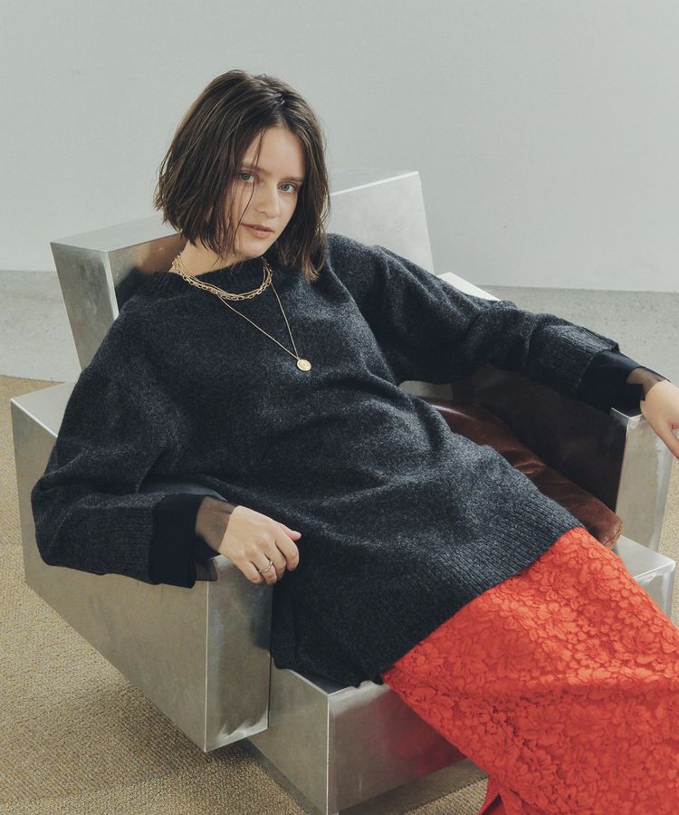 Editt by YECCA VECCA「袖レイヤードソフトニット」|ニット・セーター|Charcoal Gray