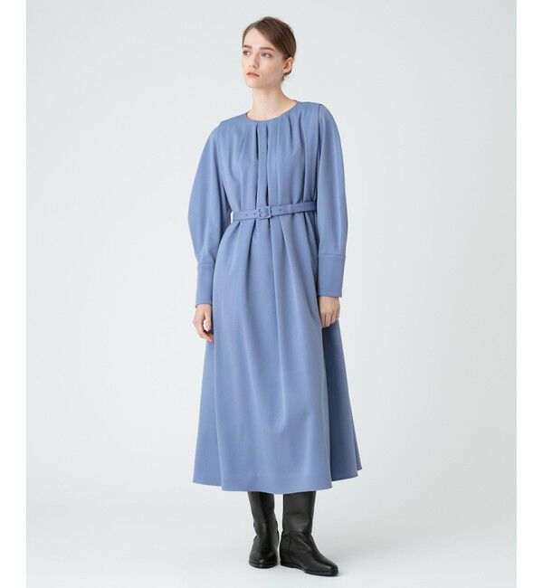 LOULOU WILLOUGHBY「【LOULOU WILLOUGHBY】ウールチノタックワンピース」|ワンピース|サックス