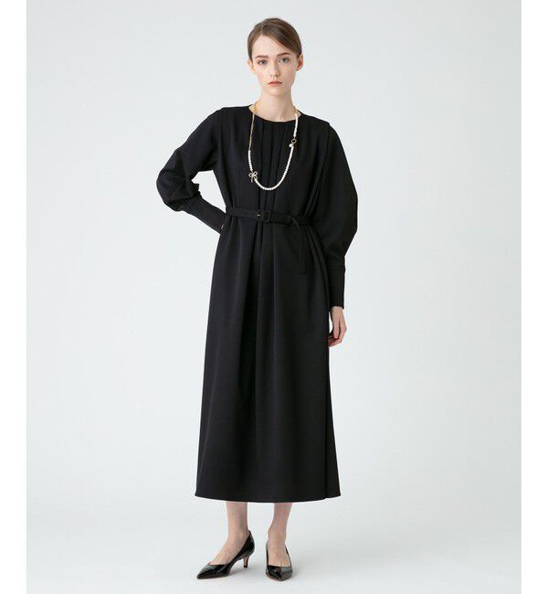 LOULOU WILLOUGHBY「【LOULOU WILLOUGHBY】ウールチノタックワンピース」|ワンピース|ブラック