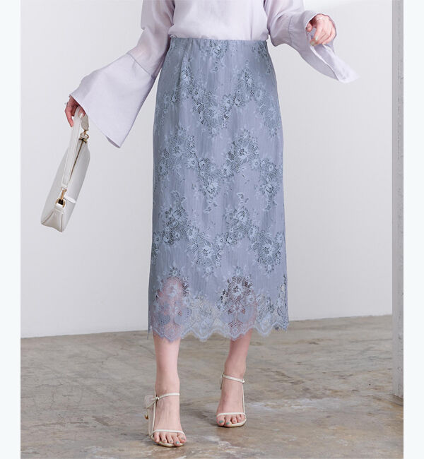 ur's「レースセミタイトスカート」|スカート|ブルー
