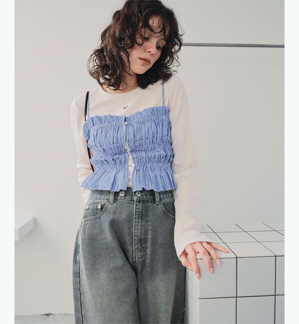 titivate「シャーリングフリルビスチェキャミソール」|キャミソール|