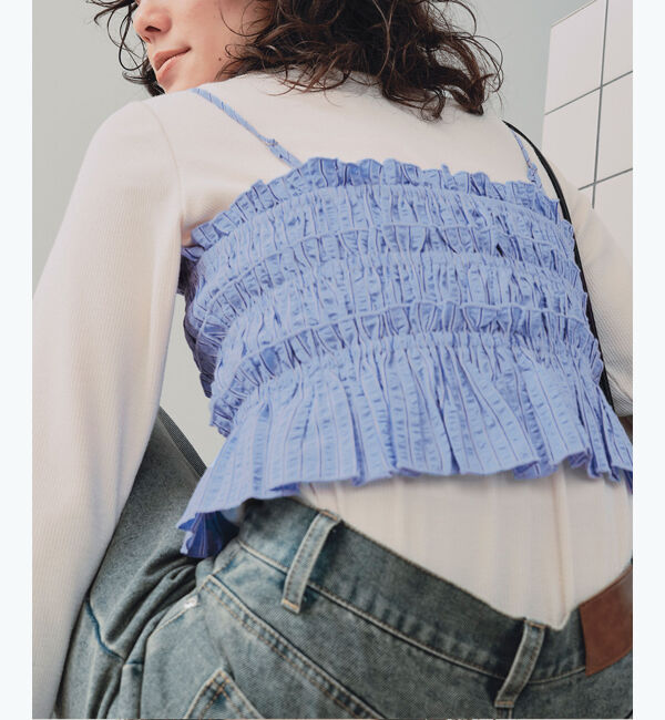 titivate「シャーリングフリルビスチェキャミソール」|キャミソール|