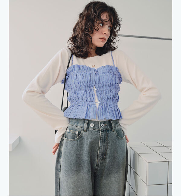 titivate「シャーリングフリルビスチェキャミソール」|キャミソール|