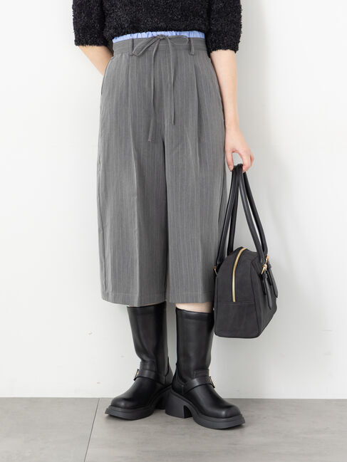 Te chichi TERRASSE「ダブルウエストクロップド丈パンツ《2025autumn catalog item》」|その他|チャコールグレー