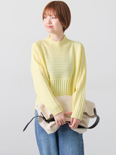 Lugnoncure「リブ切替ボトルネックニット」|ニット・セーター|イエロー