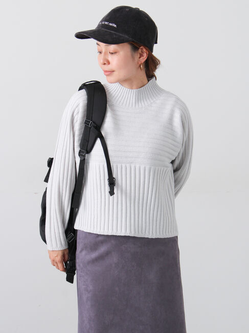 Lugnoncure「リブ切替ボトルネックニット」|ニット・セーター|グレー