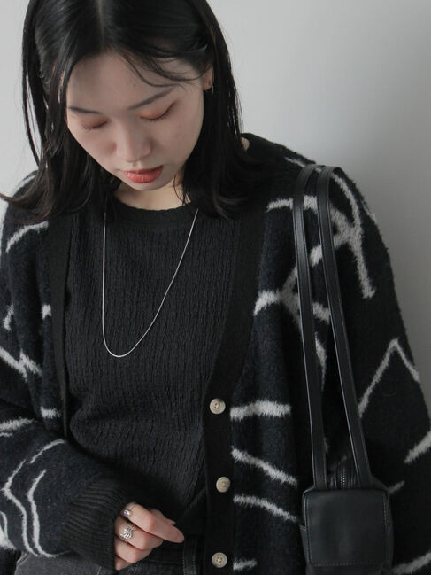 Samansa Mos2 blue「ふくれジャカードクルーネックプルオーバー」|Tシャツ・カットソー|