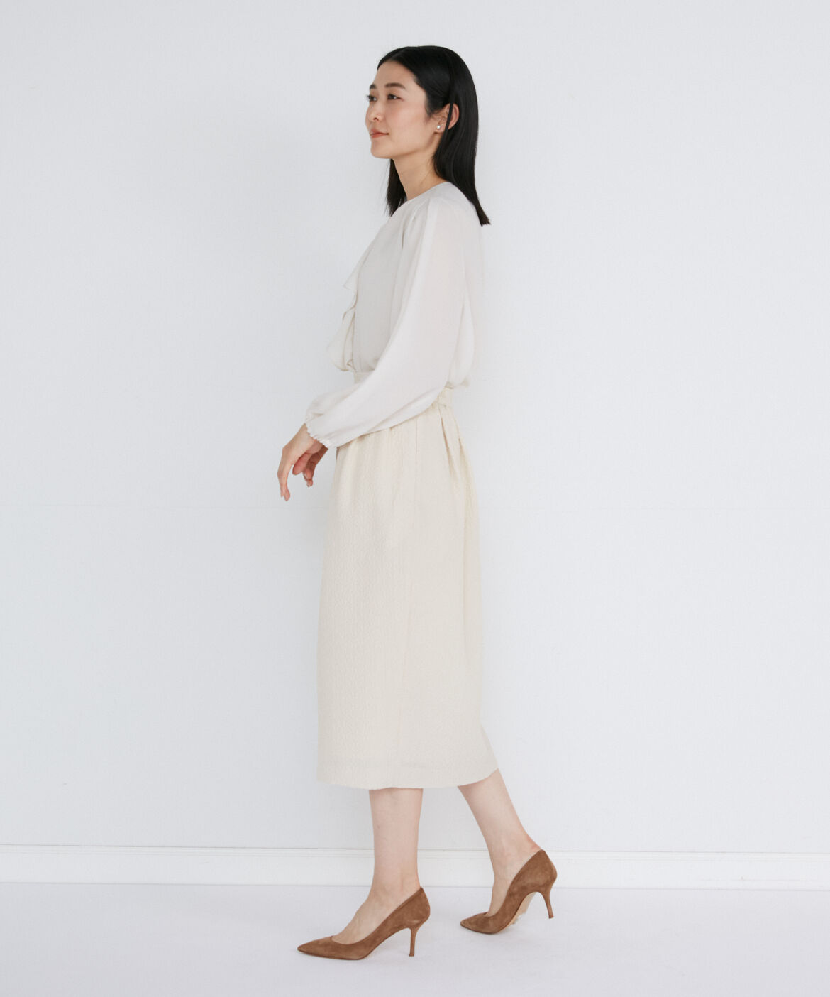 INED「《大きいサイズ》2WAYフリルブラウス」|シャツ・ブラウス|