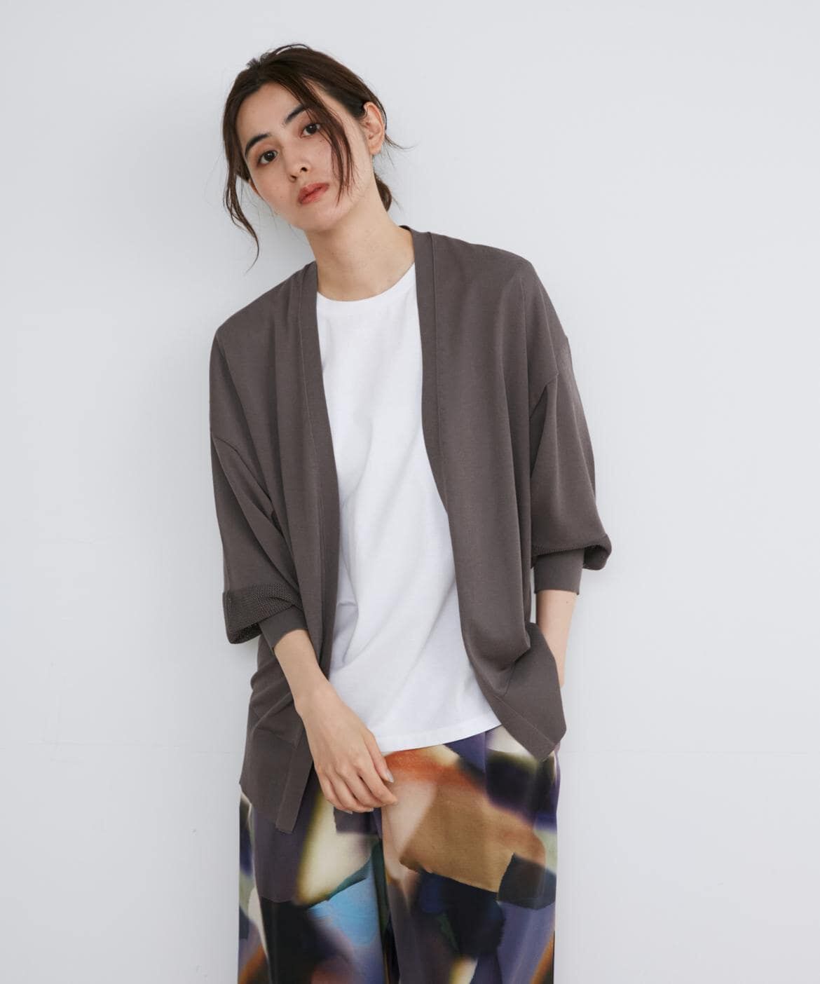 INED「メッシュ袖着流しカーディガン」|カーディガン|ミディアムグ 2