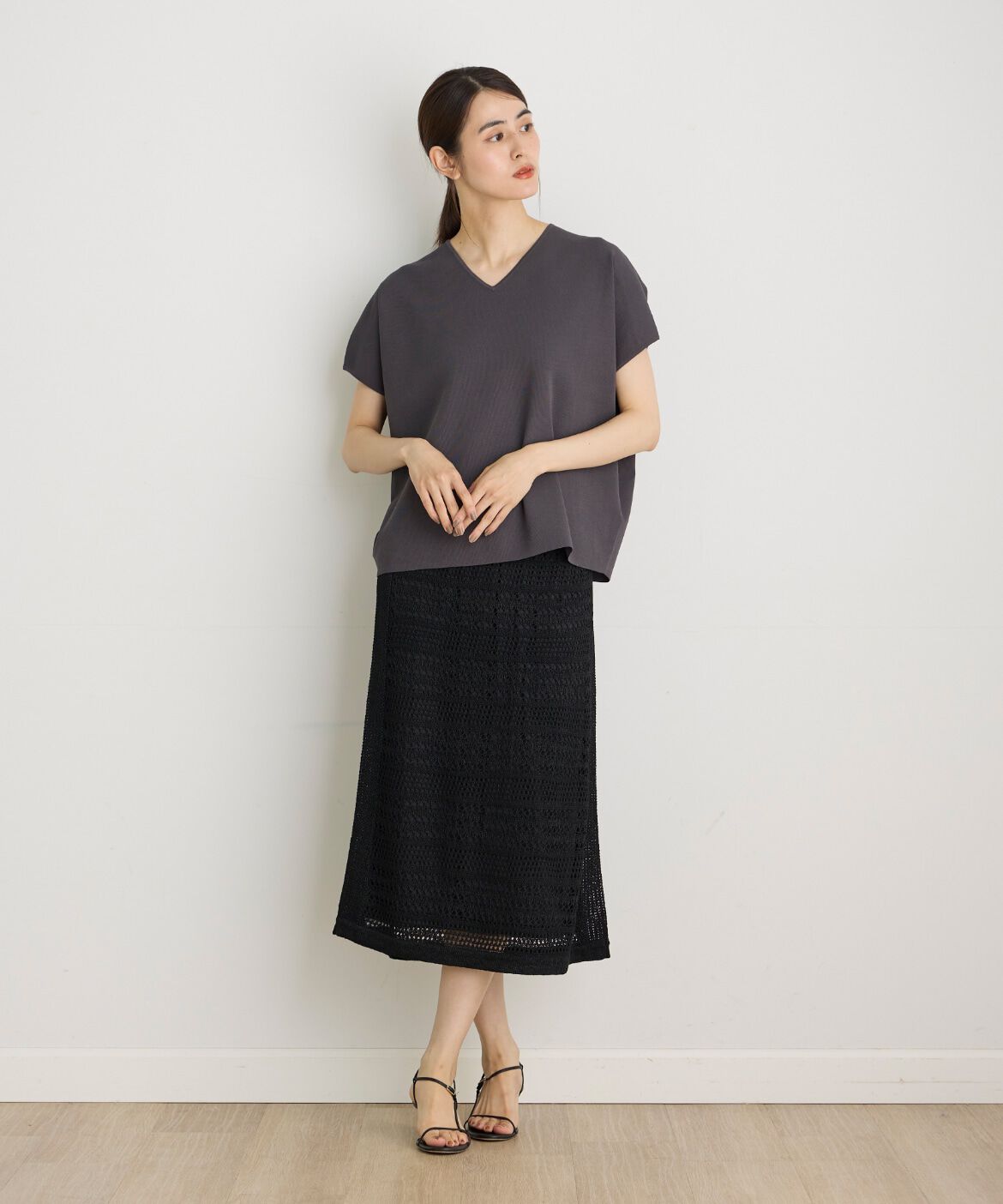 7-IDconcept.「Vネックサマーニット」|ニット・セーター|